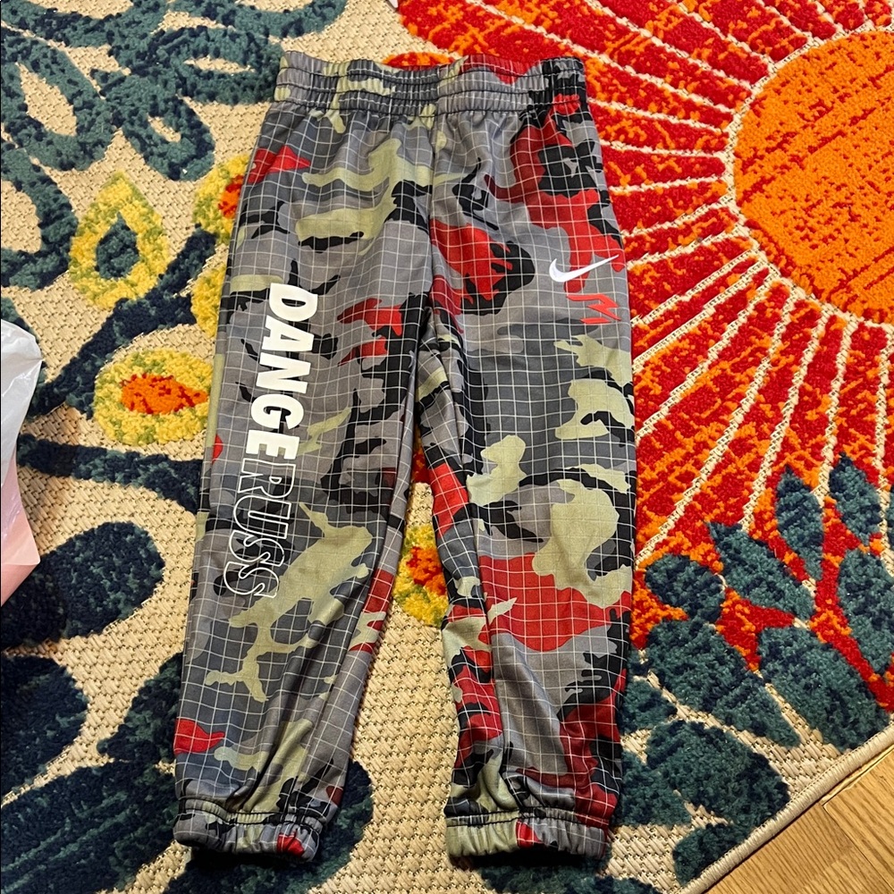 Nike Kids Camo Joggers - Red, Green, Gray